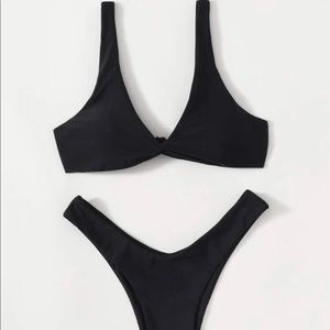Twist Front High Cut Bikini Swimsuit